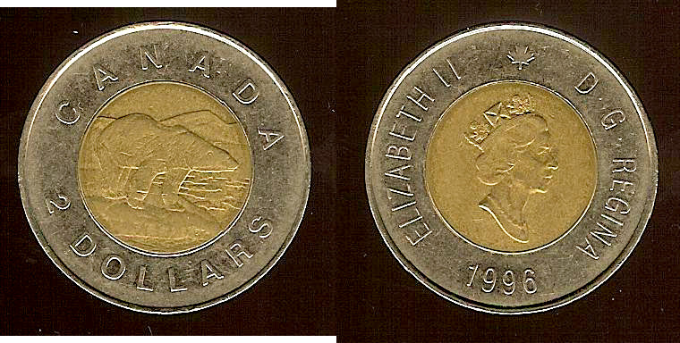Canada $2 Polar Bear 1996 gVF